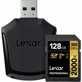 LEXAR Pro 128GB 2000X SDHC/SDXC UHS-II U3 (V90)  - 300mb/s muistikortti