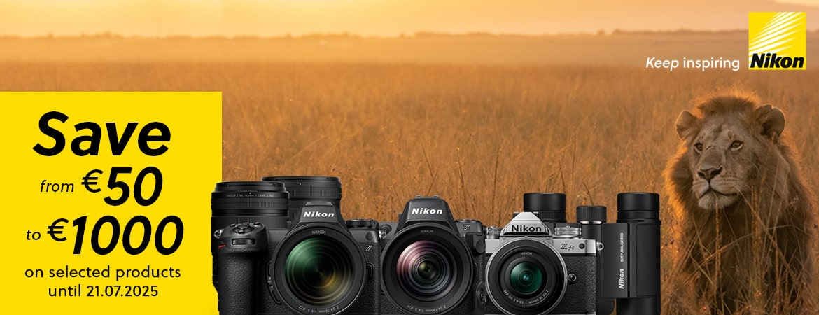 Nikon cameras, lenses and binoculars on offer.